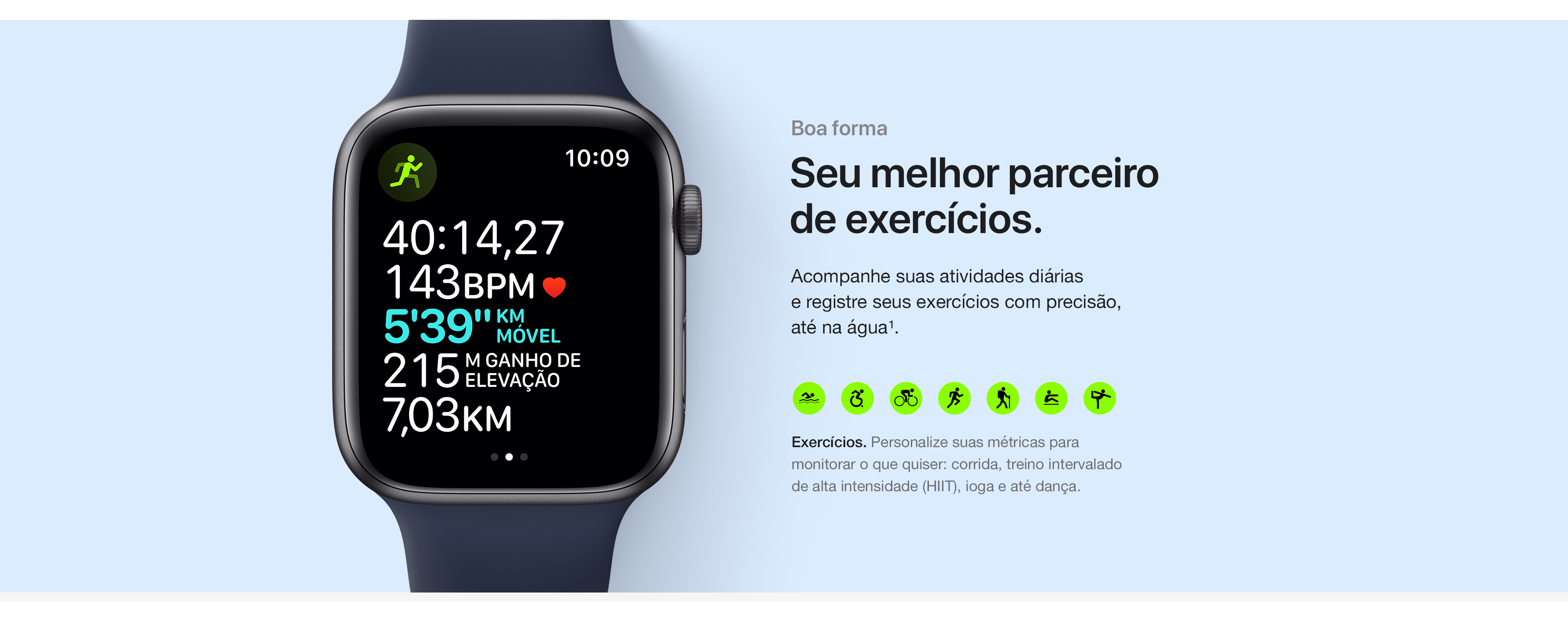 Apple Watch SE GPS 44mm Caixa Cinza-Espacial de Alumínio com Pulseira Esportiva Preta